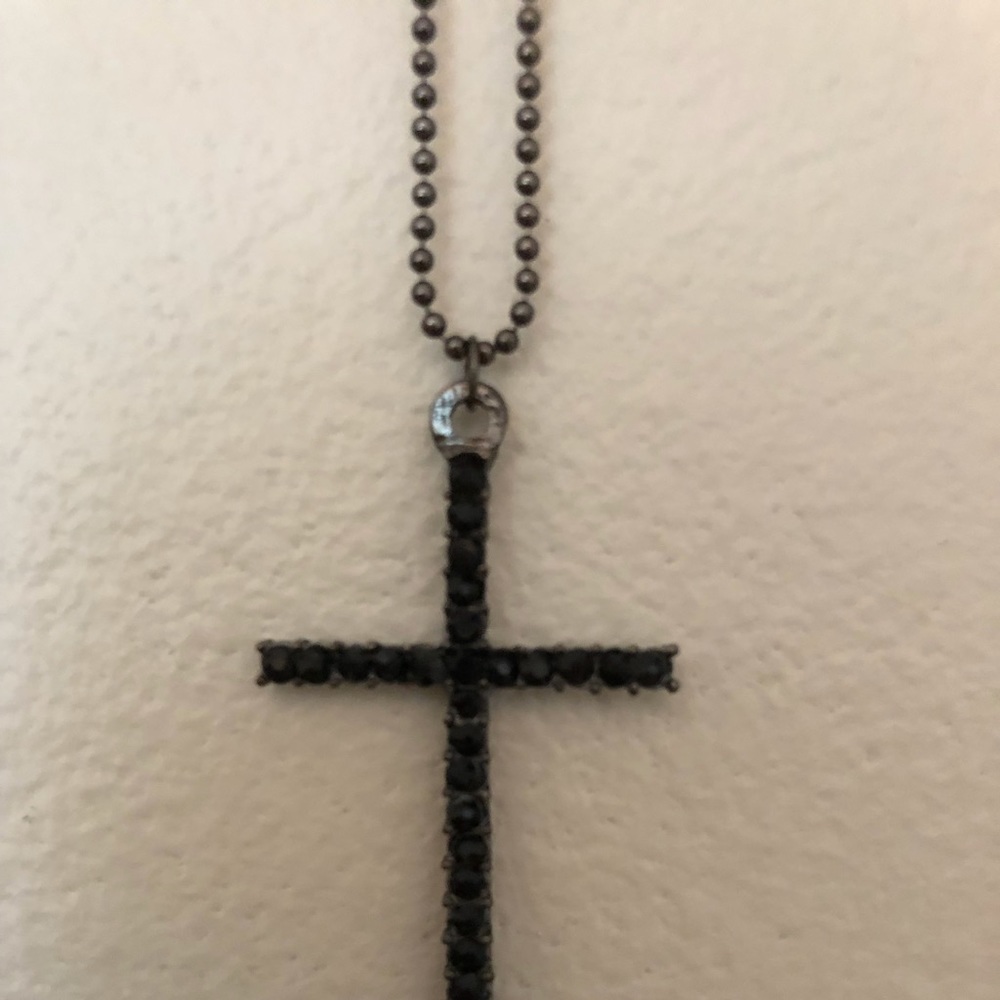 8” black cross necklace